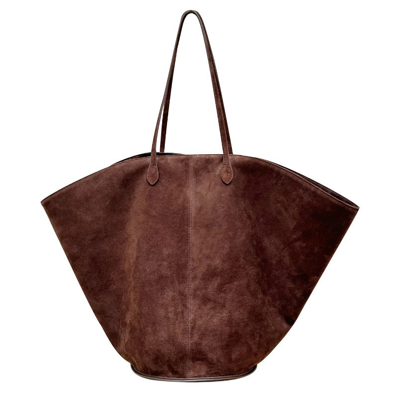 Versatile Handheld Shoulder Bag Large Capacity Totes Frosted Suede Maillard Women's Bag