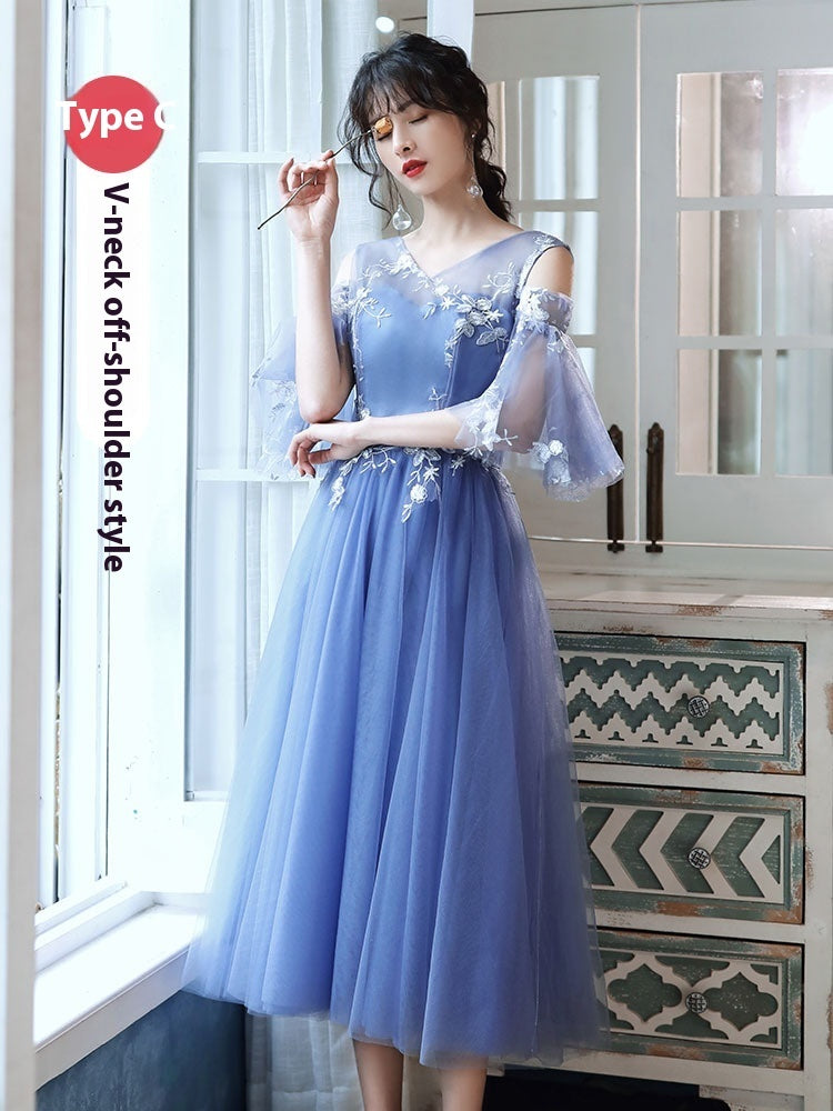 Blue Bridesmaid Dress Ladybros' Female Dress