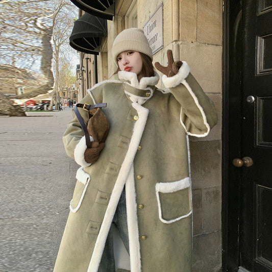 Lockerer mittellanger Mantel im Retro-Stil für Damen