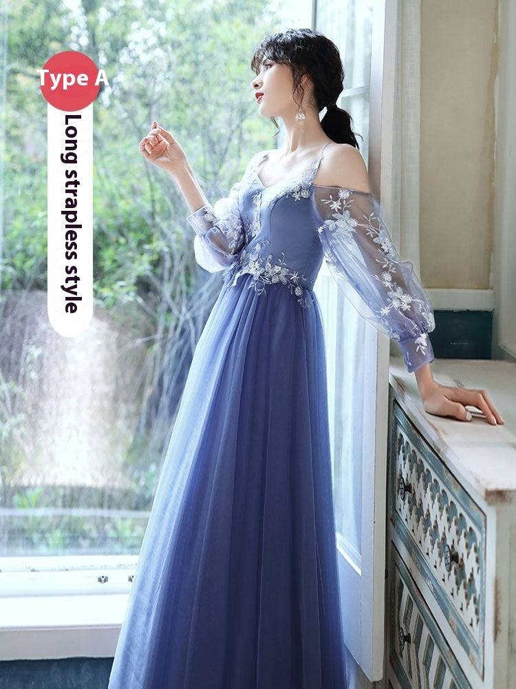 Blue Bridesmaid Dress Ladybros' Female Dress