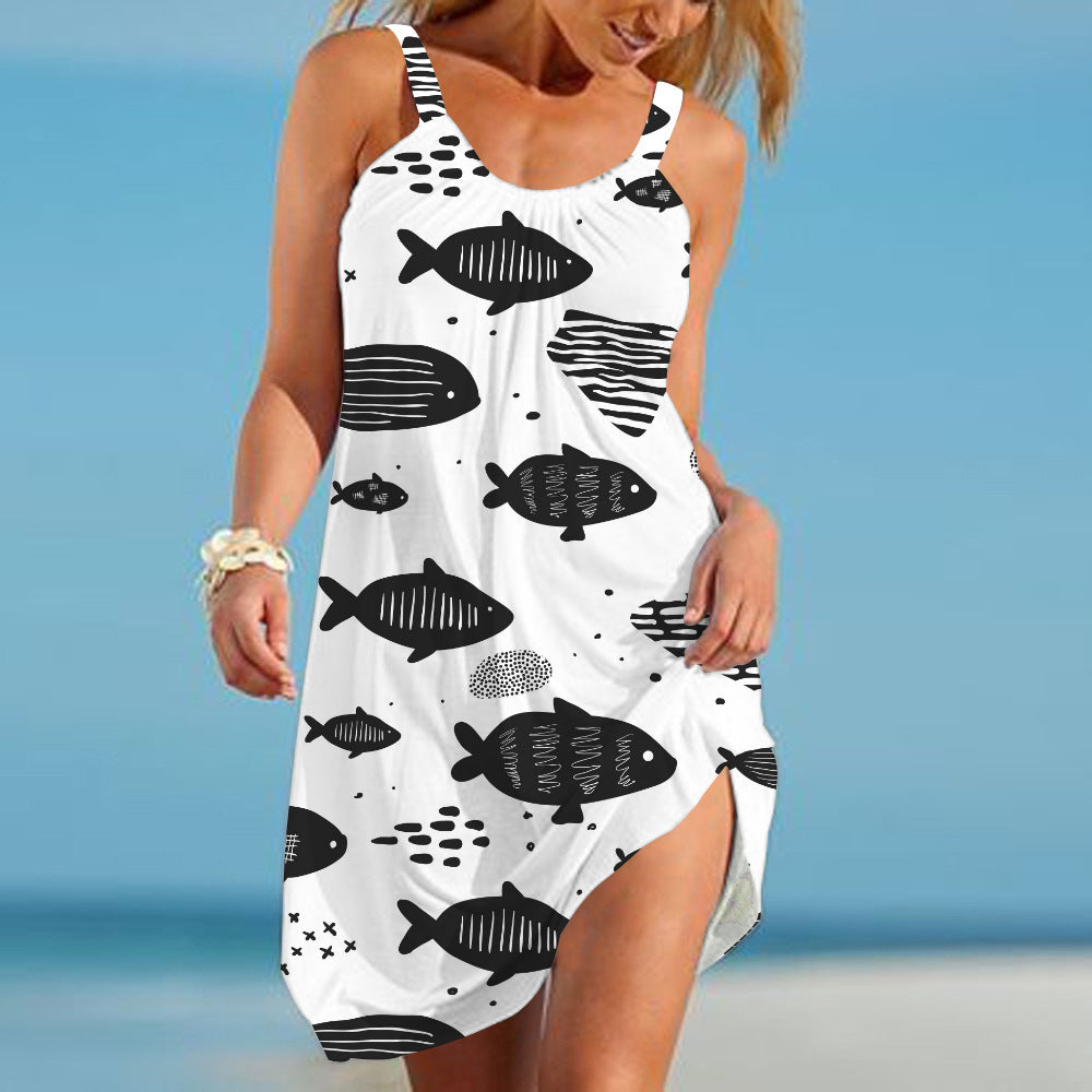 Urban Leisure Marine Elements Printing Slip Dress