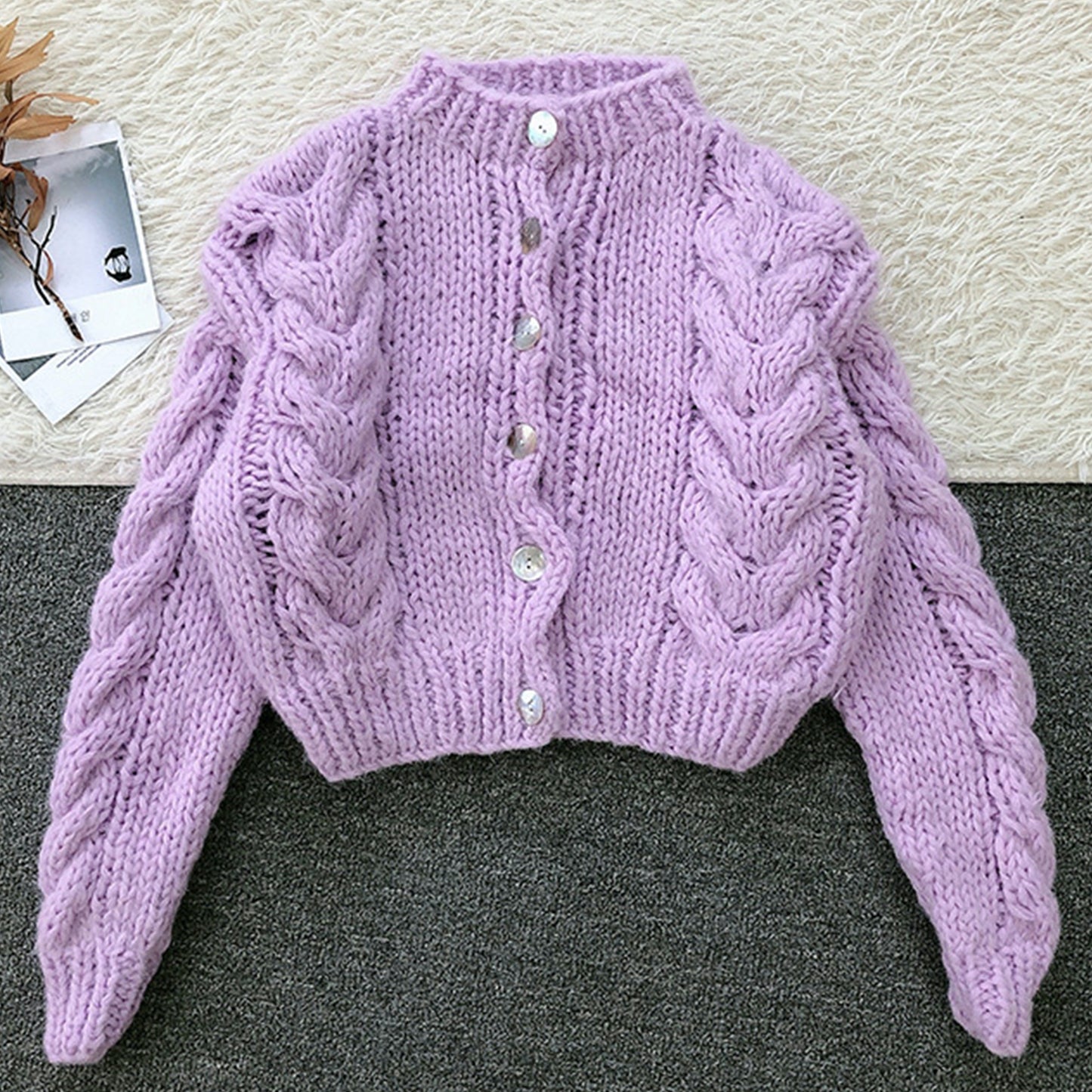 Knitted Sweater Women's Mohair Wool Loose Cardigan Jacket, Knit Top, Handmade Clothing, Gift For Women, Hand-knit Outfit