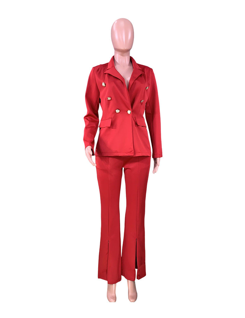 Women Clothing Spring Autumn Long Sleeve Suit Business Work Pant Two-Piece Set