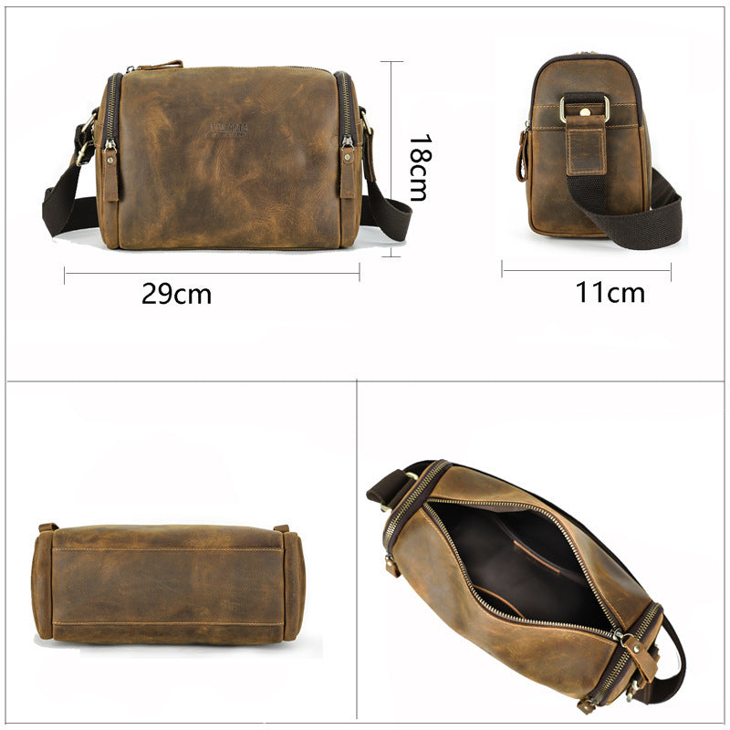 Bolso bandolera retro de cuero Crazy Horse para hombre