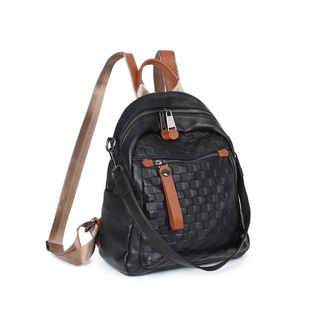 First Layer Cowhide Women's Diamond Plaid Backpack