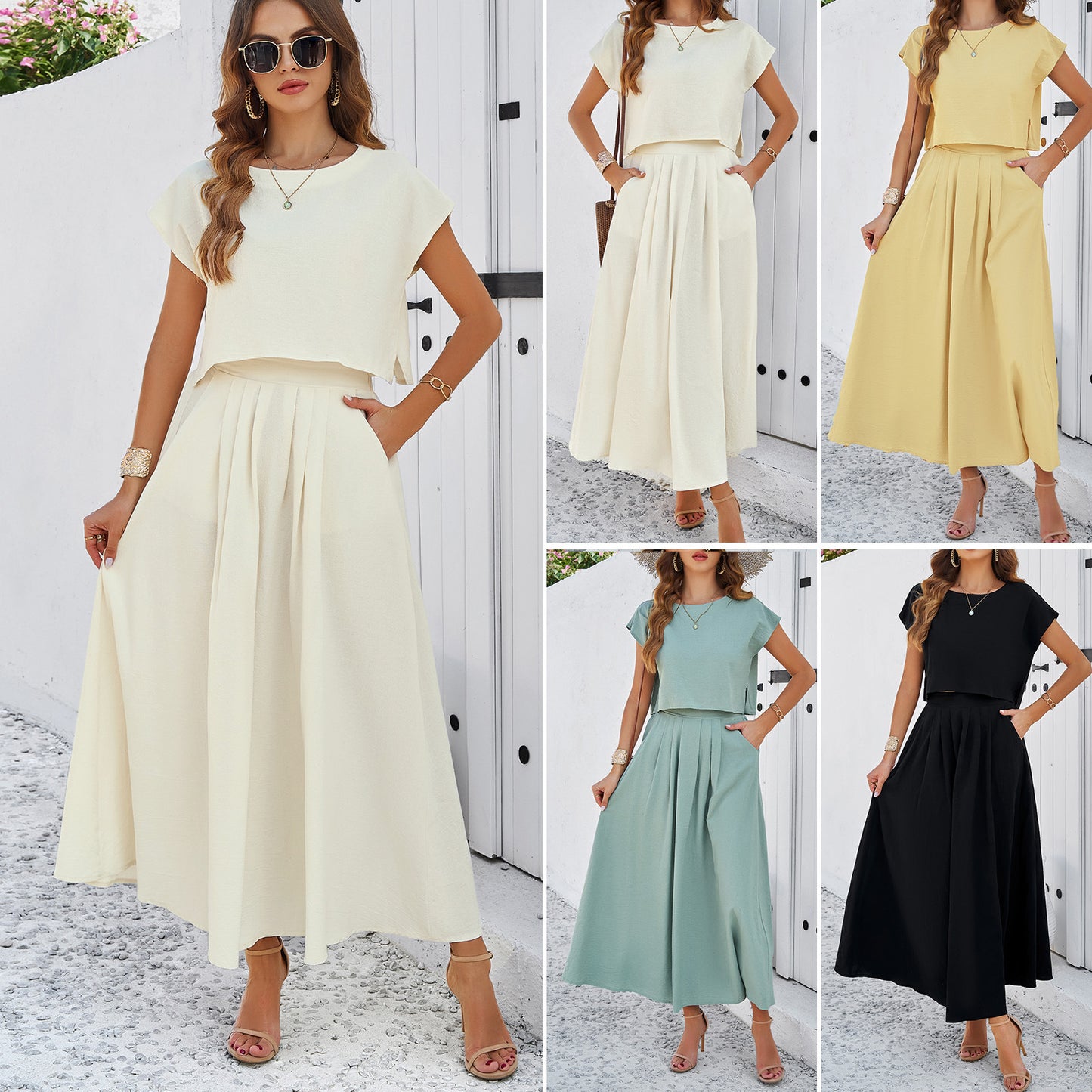 Women's Minimalist Casual Sleeveless Top And Long Skirt Set