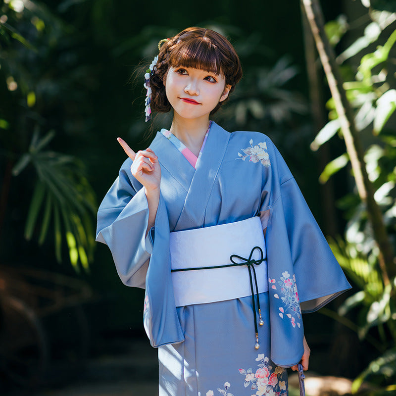 Albornoz Suave Retro Versión Modificada Morandi Traje Kimono
