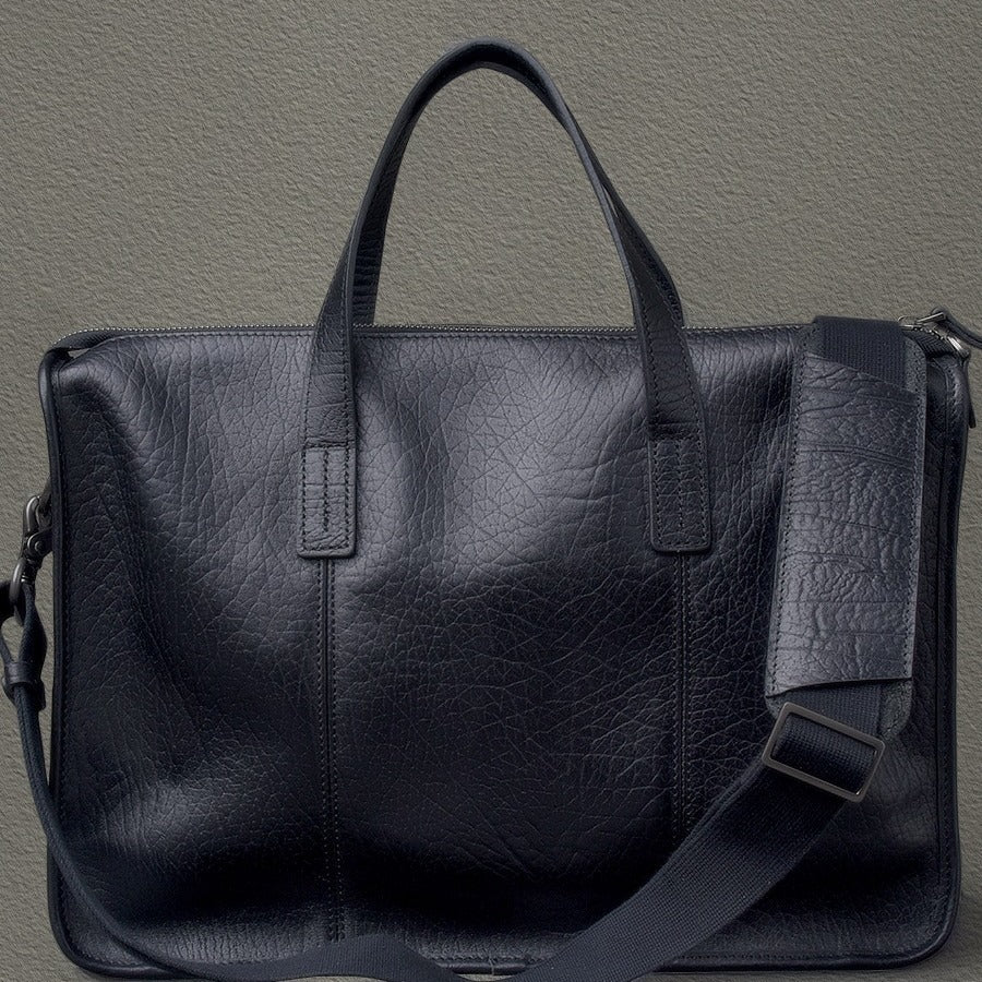 Men's Thick Cowhide Commuter Leather Handbag