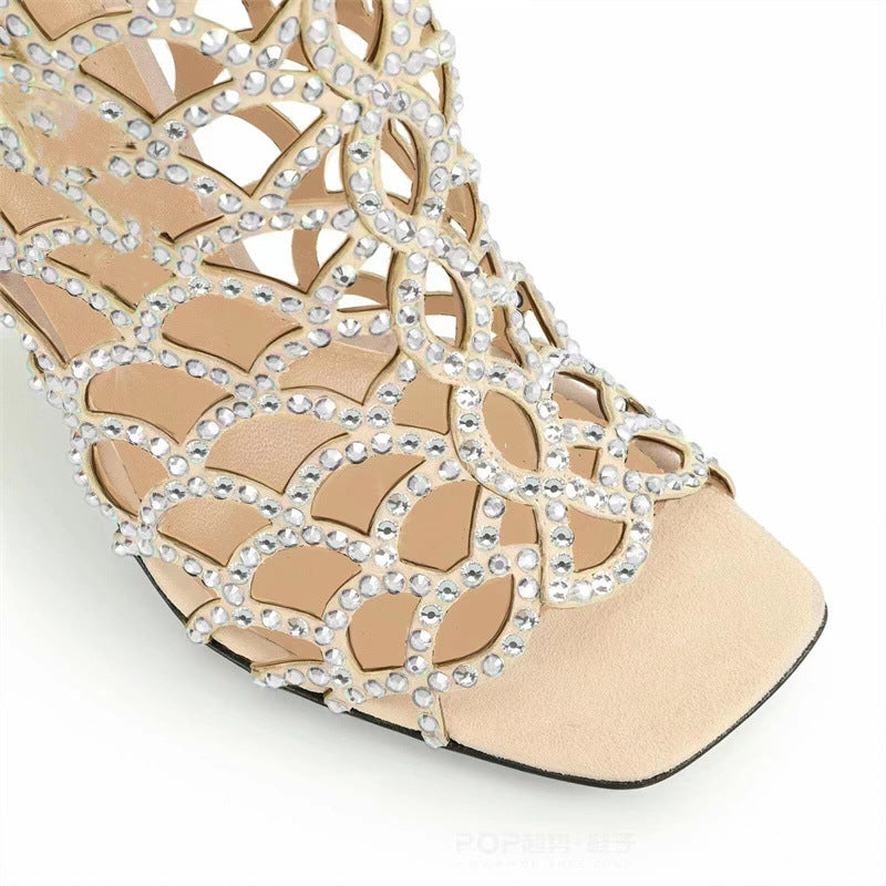 De mujer Peep Toe Rhinestone Hueco Tacones altos