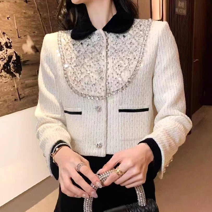 Women's Fashion Heavy Industry Beads Western Style Top