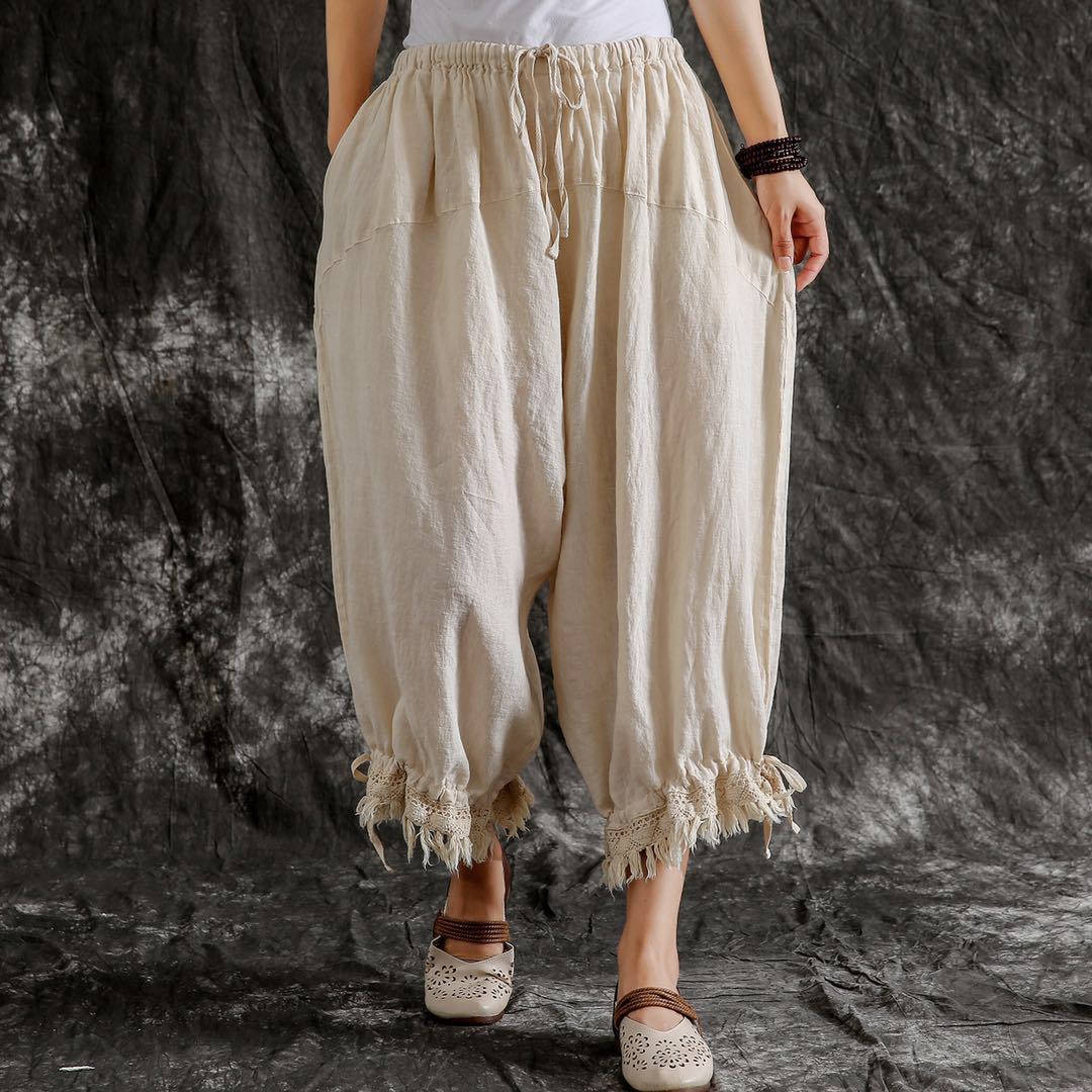 Women's Cotton And Linen Casual Pants Loose Versatile Summer Thin Lantern Trousers