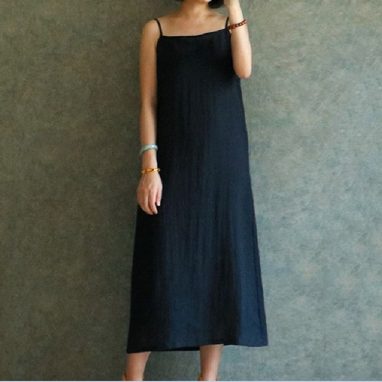 Women's Minimalist Cotton And Linen Suspender Dress