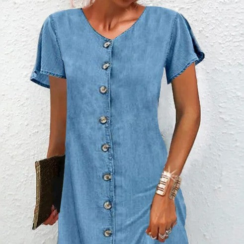 Einteiliges Denim-Kleid für Damen im Street-Fashion-Stil