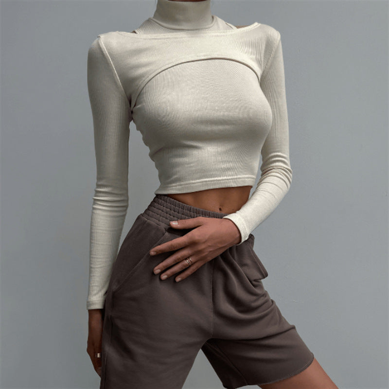 Women's Solid Color Long Sleeve Slim-fit Top