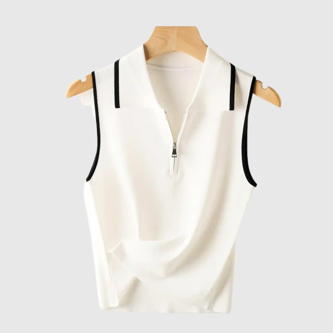 Casual Sweater Collar Size Women's Ice Silk French Style Vest Sleeveless