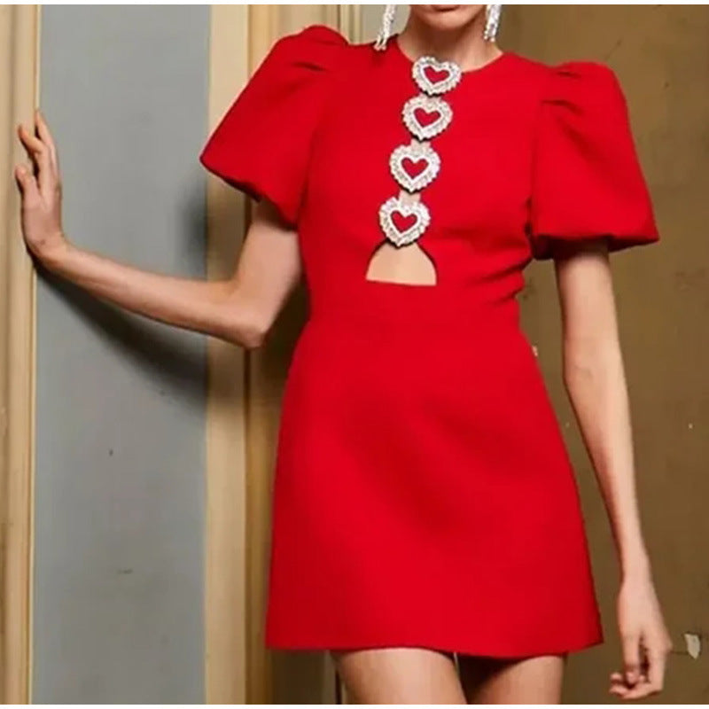 Fashion Sexy Cutout Puff Sleeve Dress