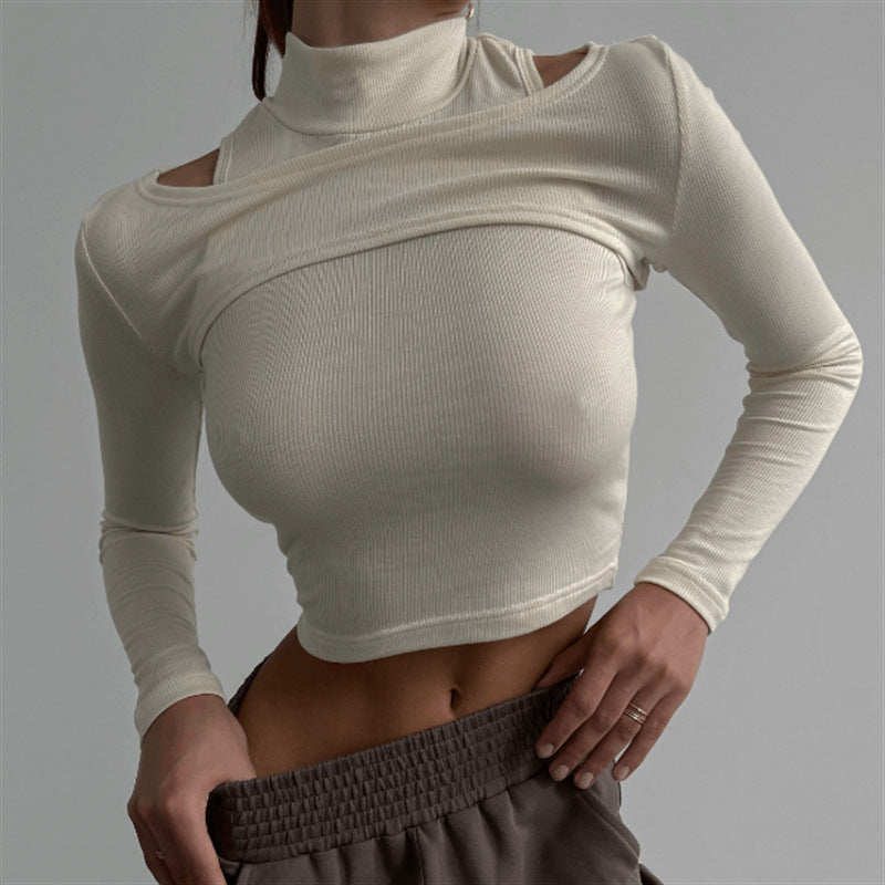 Women's Solid Color Long Sleeve Slim-fit Top
