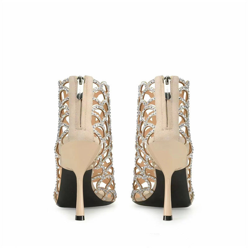 De mujer Peep Toe Rhinestone Hueco Tacones altos