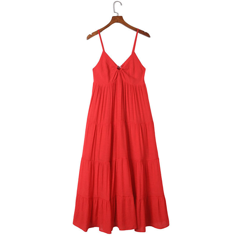 Sleeveless Suspender Dress Solid Color Sexy Women's Dress