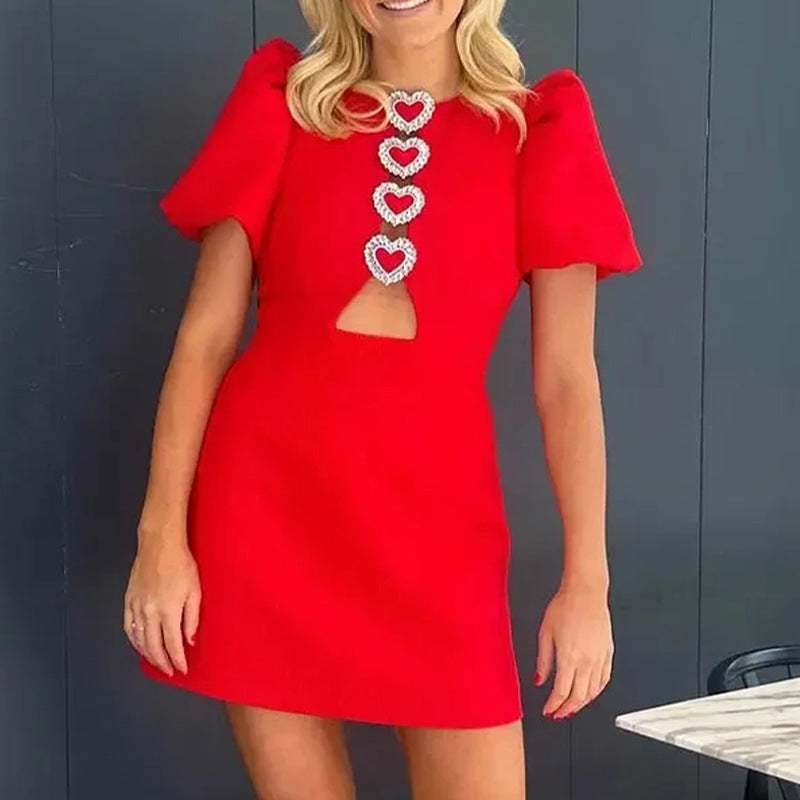 Fashion Sexy Cutout Puff Sleeve Dress