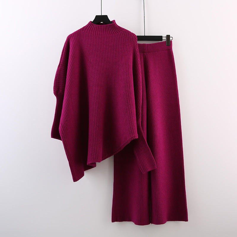 Rollkragenpullover mit weitem Bein und Hose für Damen