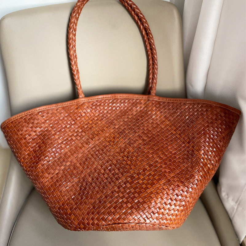 First Layer Cowhide Pure Hand Woven Bag