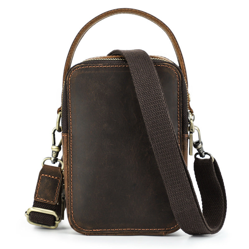 Men's Casual Retro Crazy Horse Leather Shoulder Messenger Bag