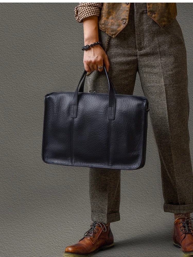 Men's Thick Cowhide Commuter Leather Handbag