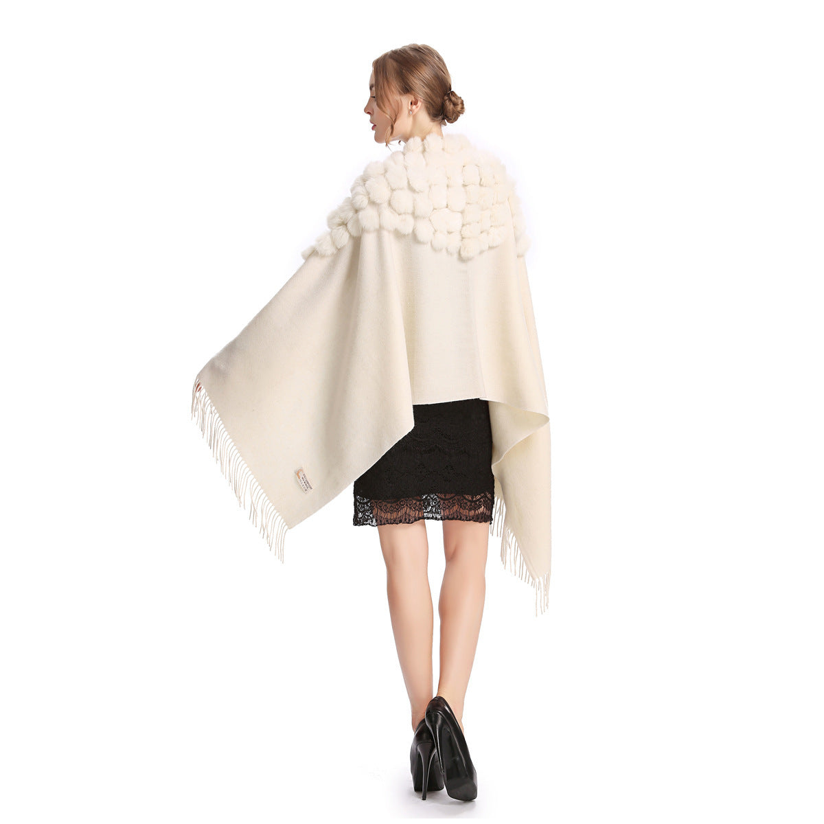 Women's Fashion Rabbit Hair Ball Decoration Dual-use Shawl