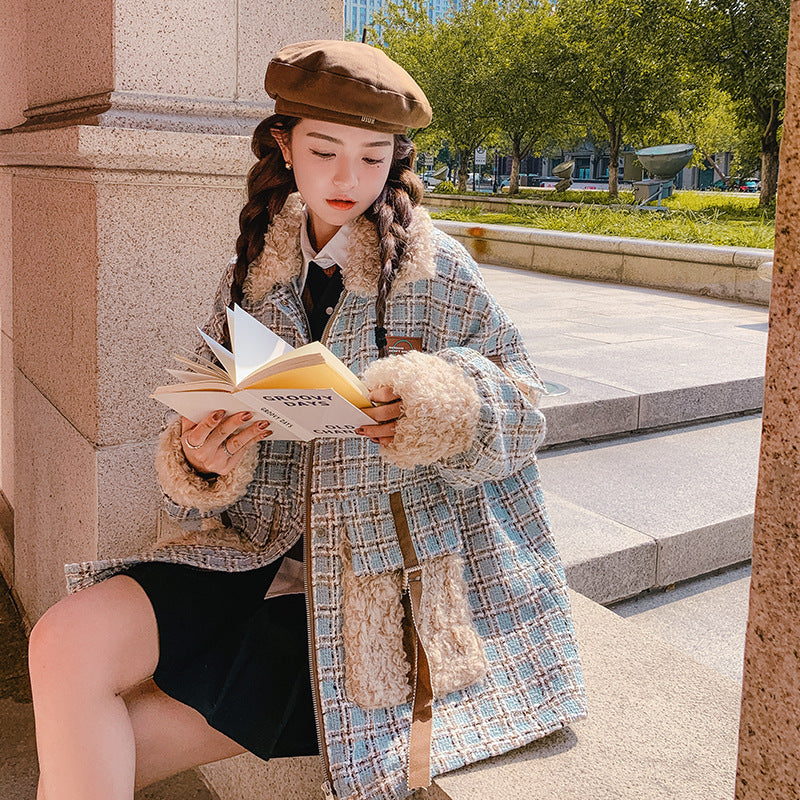 Abrigo de invierno femenino Parka de lana de cordero