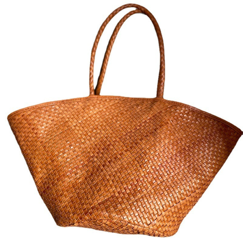 First Layer Cowhide Pure Hand Woven Bag