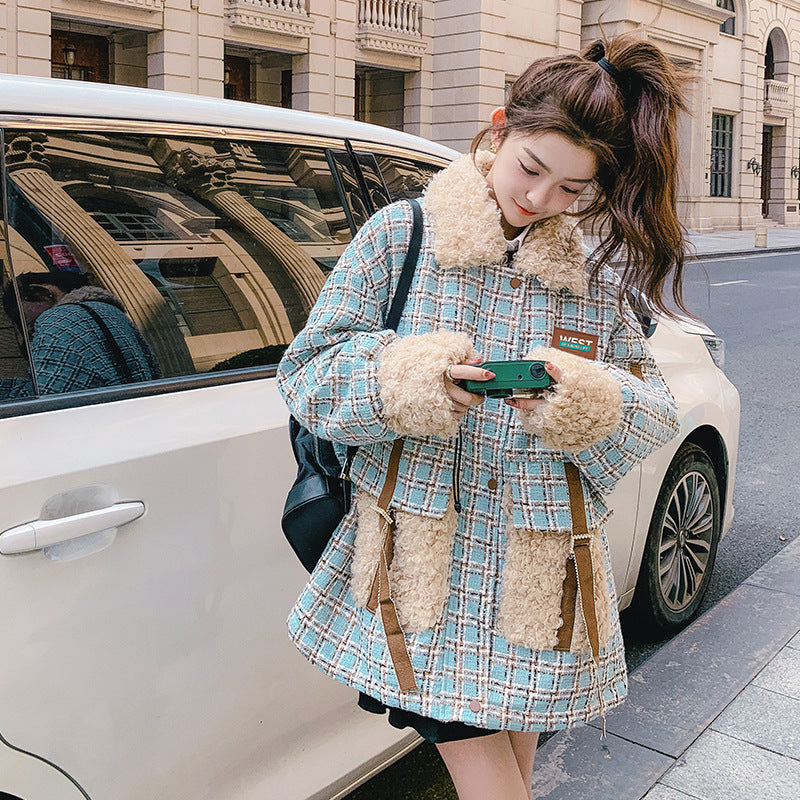 Abrigo de invierno femenino Parka de lana de cordero