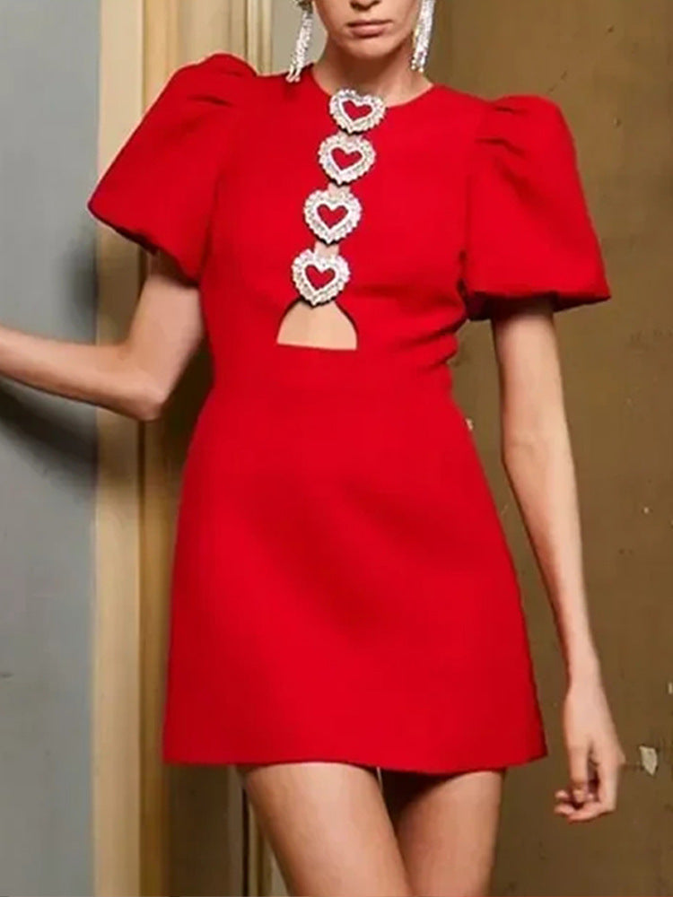 Fashion Sexy Cutout Puff Sleeve Dress