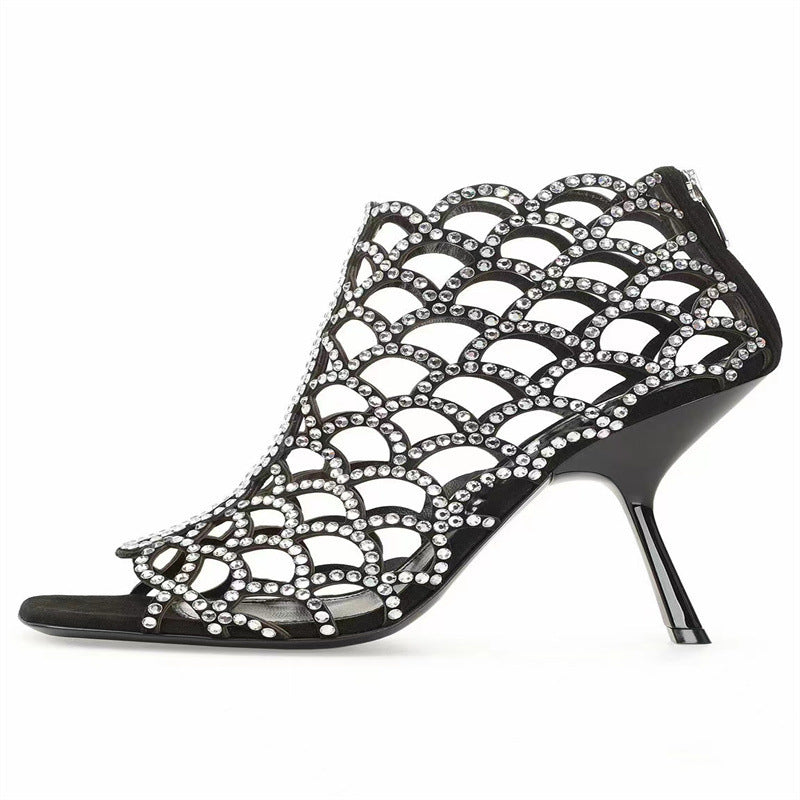 De mujer Peep Toe Rhinestone Hueco Tacones altos