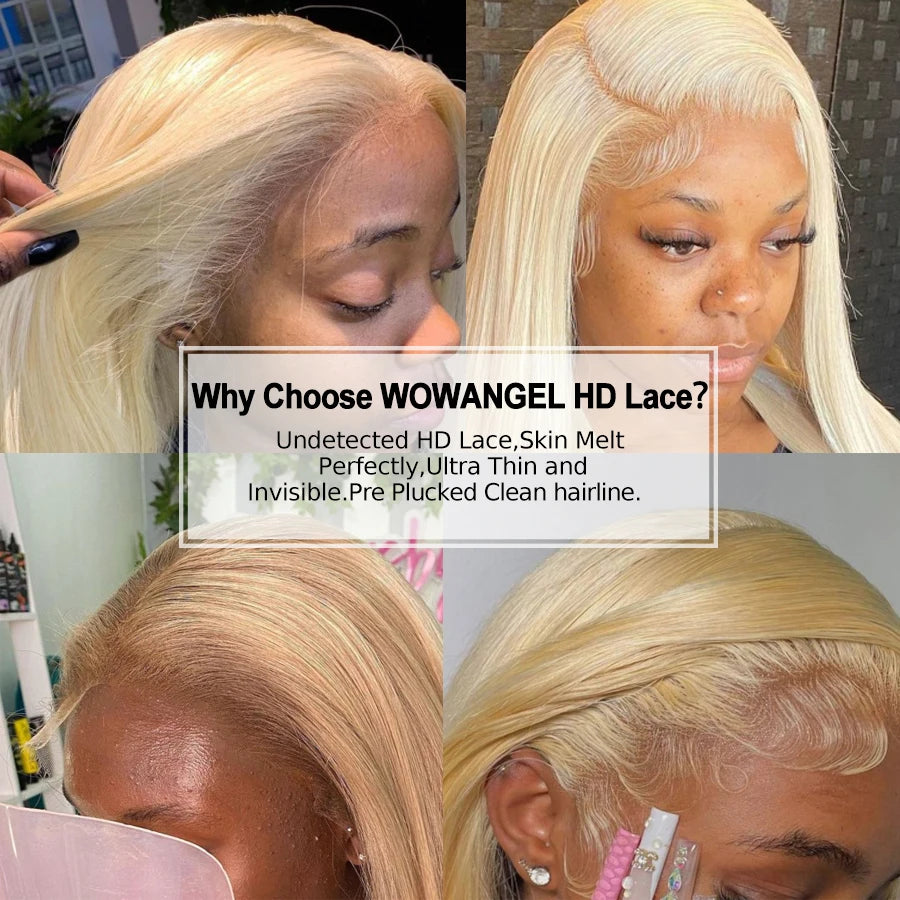 Wow Angel 613 HD Lace Frontal Wig 13X6 Full Lace Front Straight Wig Human Hair Wig Pre Plucked Natural Scalp For Woman Glueless