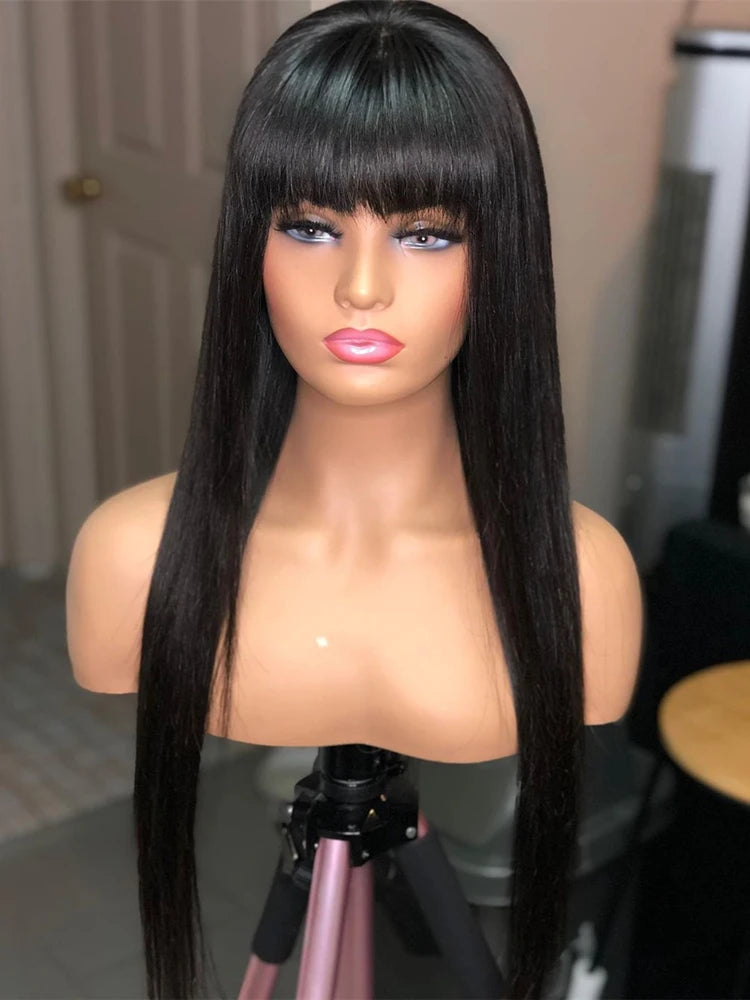 glueless wig human hair ready to wear 100% Short Bob Wigs With Bangs For Women Choice Brazilian Straight Cheap on sale clearance