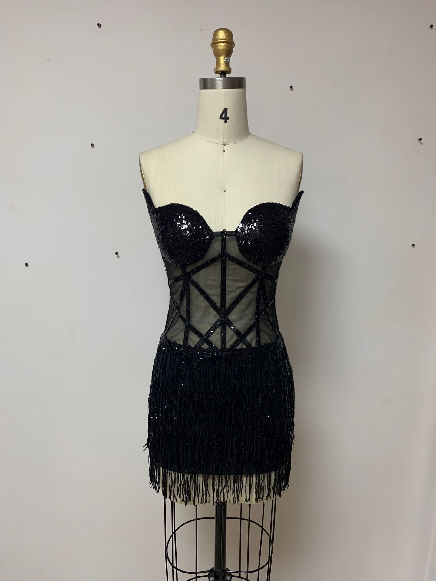 Women Clothing Black Tassel Dress Swing Heavy Embroidery Sequ Sexy Tight Dress Party Dress