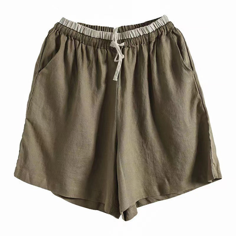 Linen Slim-looking Retro Hot Pants Season Thin Loose High Waist Casual