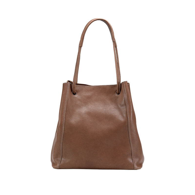 Soft Leather Bucket Bag Female Genuine Leather Crossbody