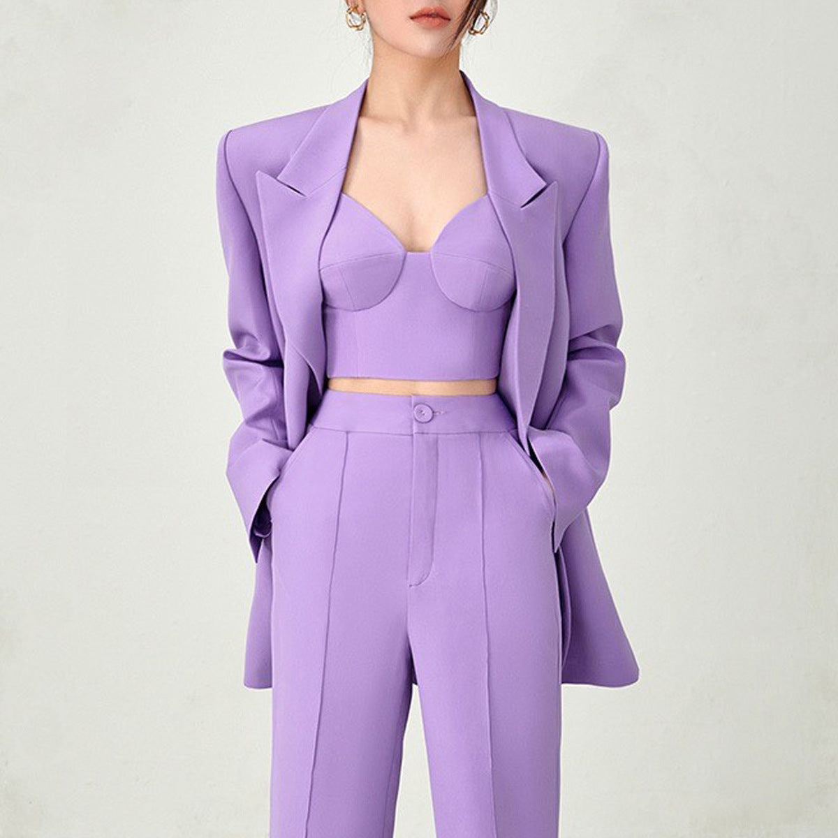 High Quality Casual Office Internet Celebrity Business Women Blazer Suit Set Three Piece Suit