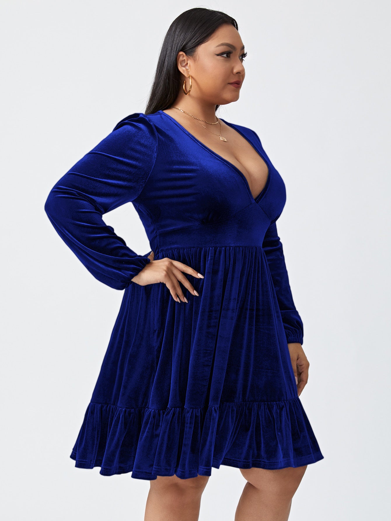 Women's Sexy Waist-controlled Large Hem Velvet Dress