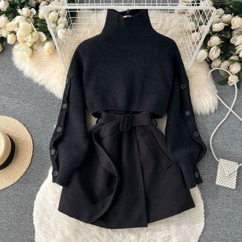 Korean Style Fashion Short Sweater Vest Suit Skirt Two-piece Set