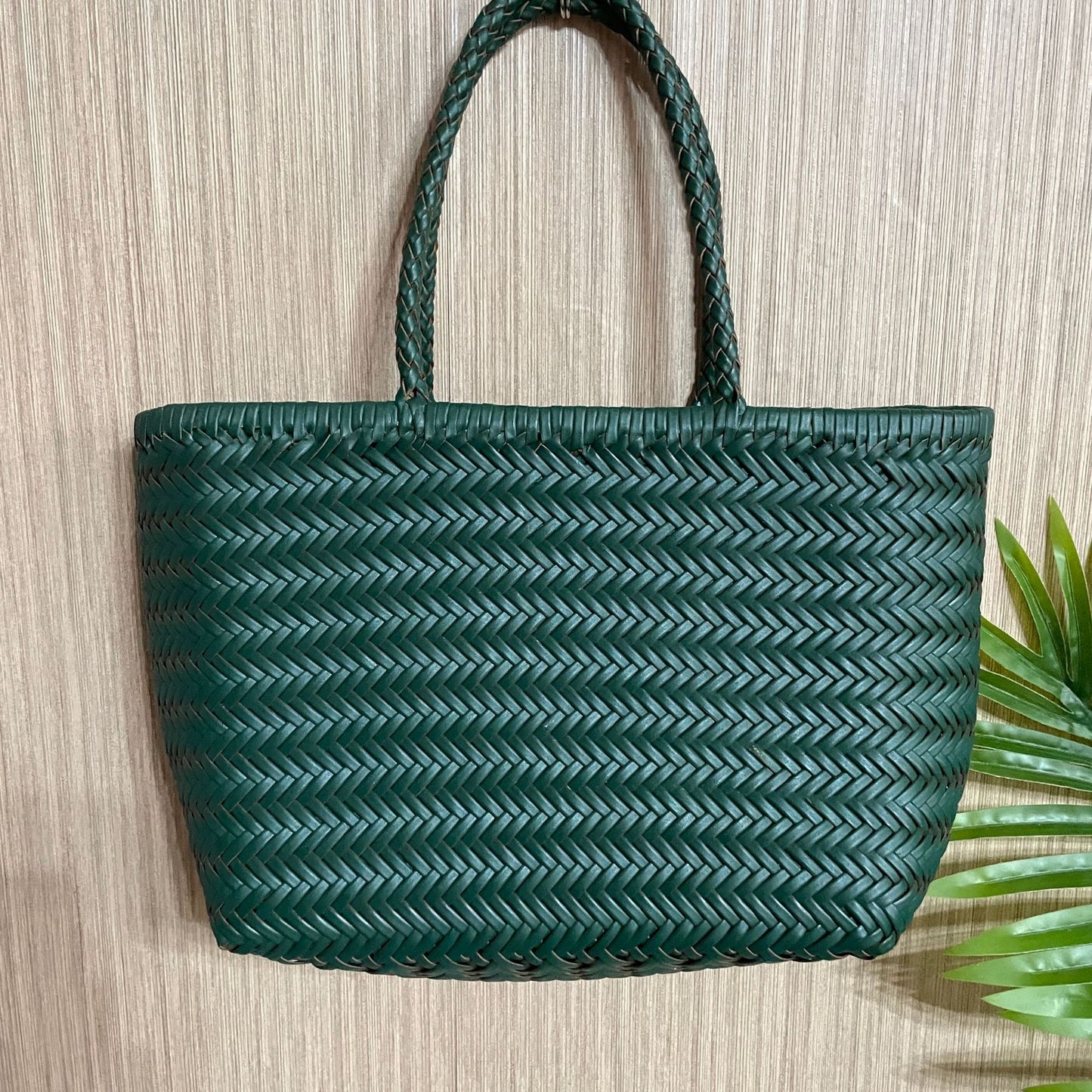 Woven Genuine Leather French Vegetable Basket Bag