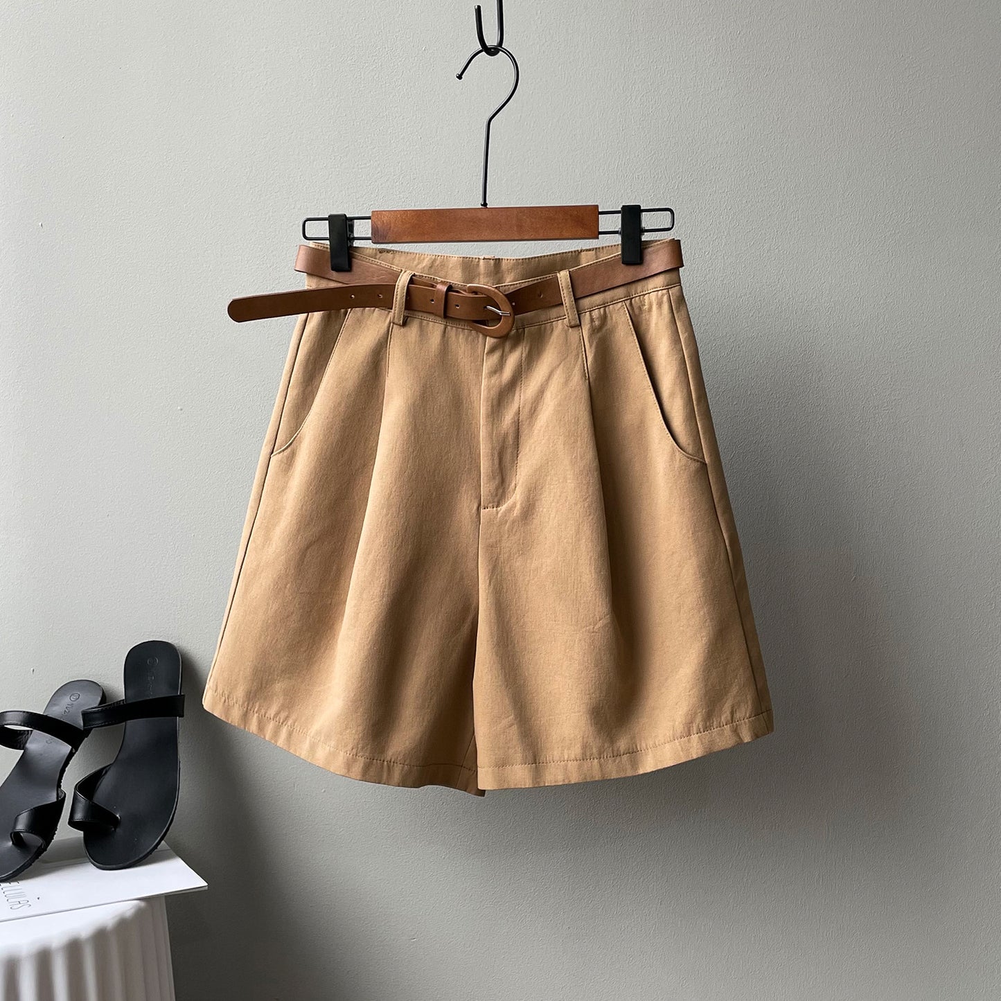 Arbeitskleidung Shorts Frauen Sommer koreanische hohe Taille Abnehmen lose gerade breite Bein Casual Hosen