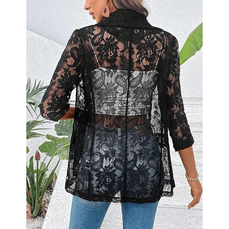 Women's Lace Stitching 34 Sleeve Suit Coat