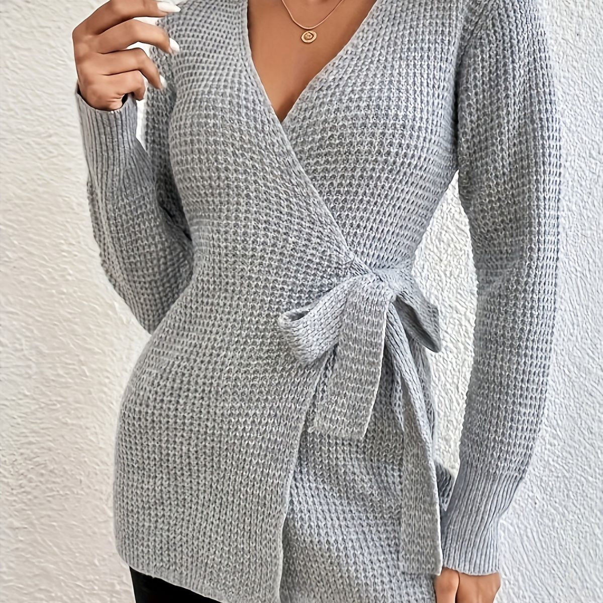 All-match Commute Knitted Lace-up Sweater