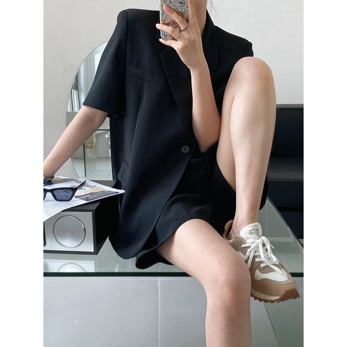 Summer Thin Short-Sleeved Blazer Women Suit Shorts Suit Casual Loose Suit Two-Piece Suit