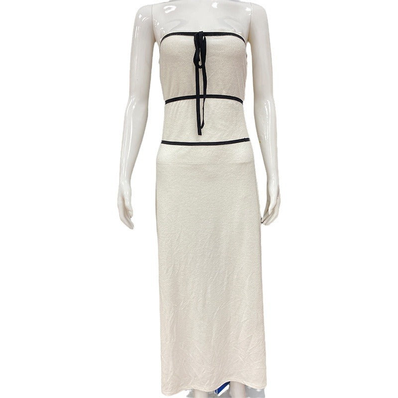 Strapless Dress Backless Fashionable Knitted Long Dress Sexy