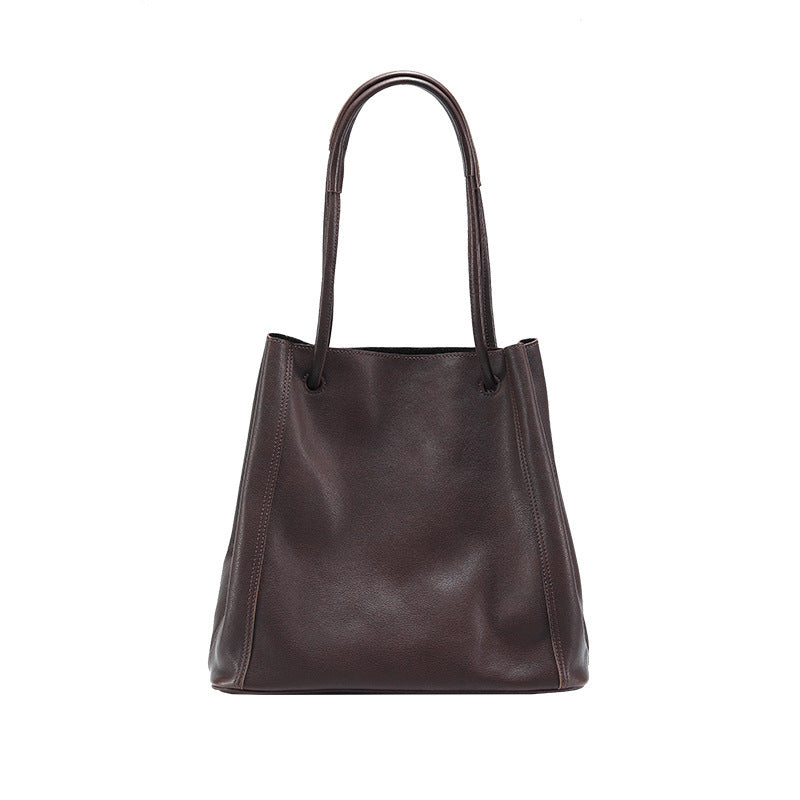 Soft Leather Bucket Bag Female Genuine Leather Crossbody