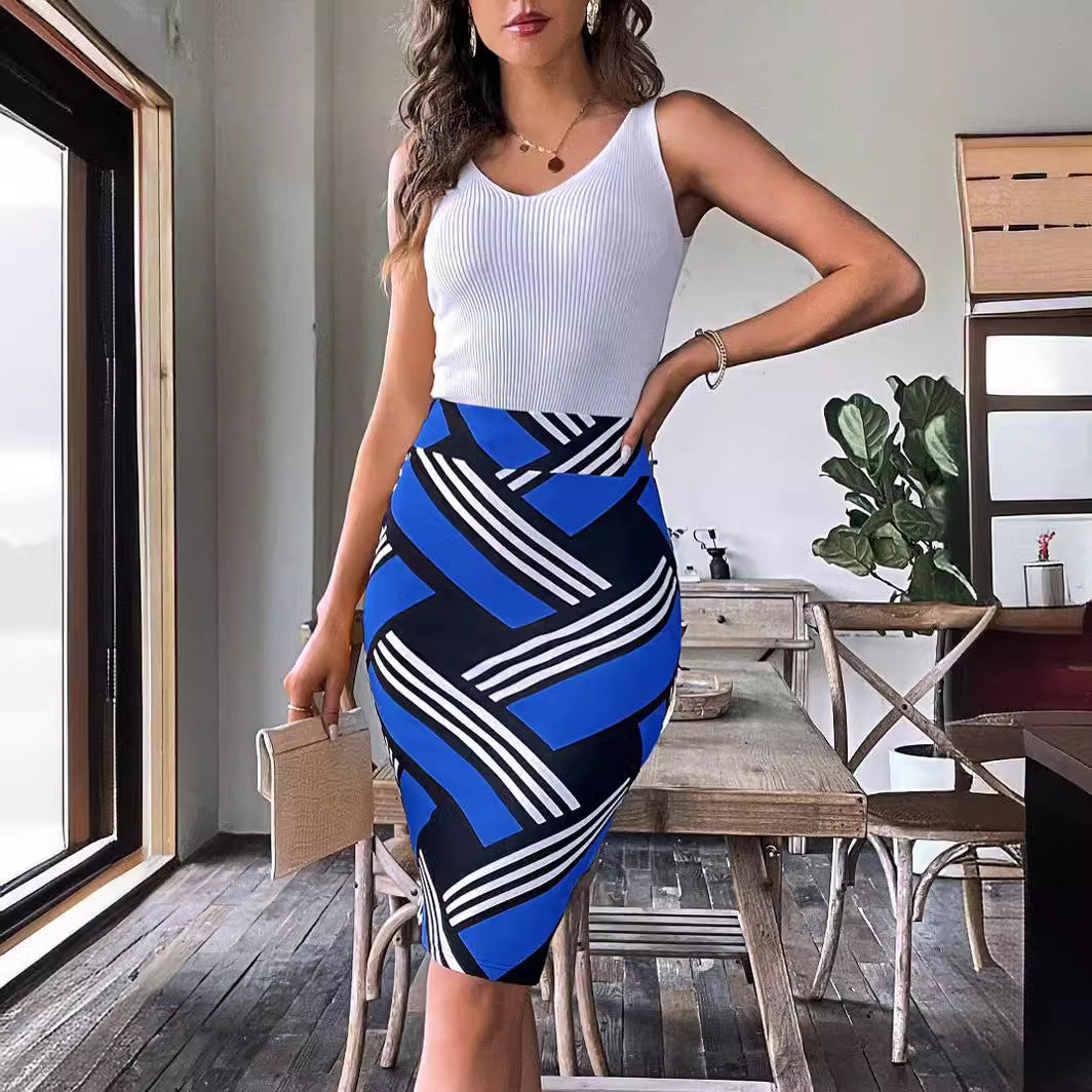 Women's Slim-fit Sheath Skirt Printed